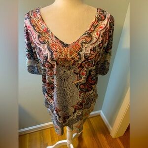Energe World Wear orange paisley tunic, size L